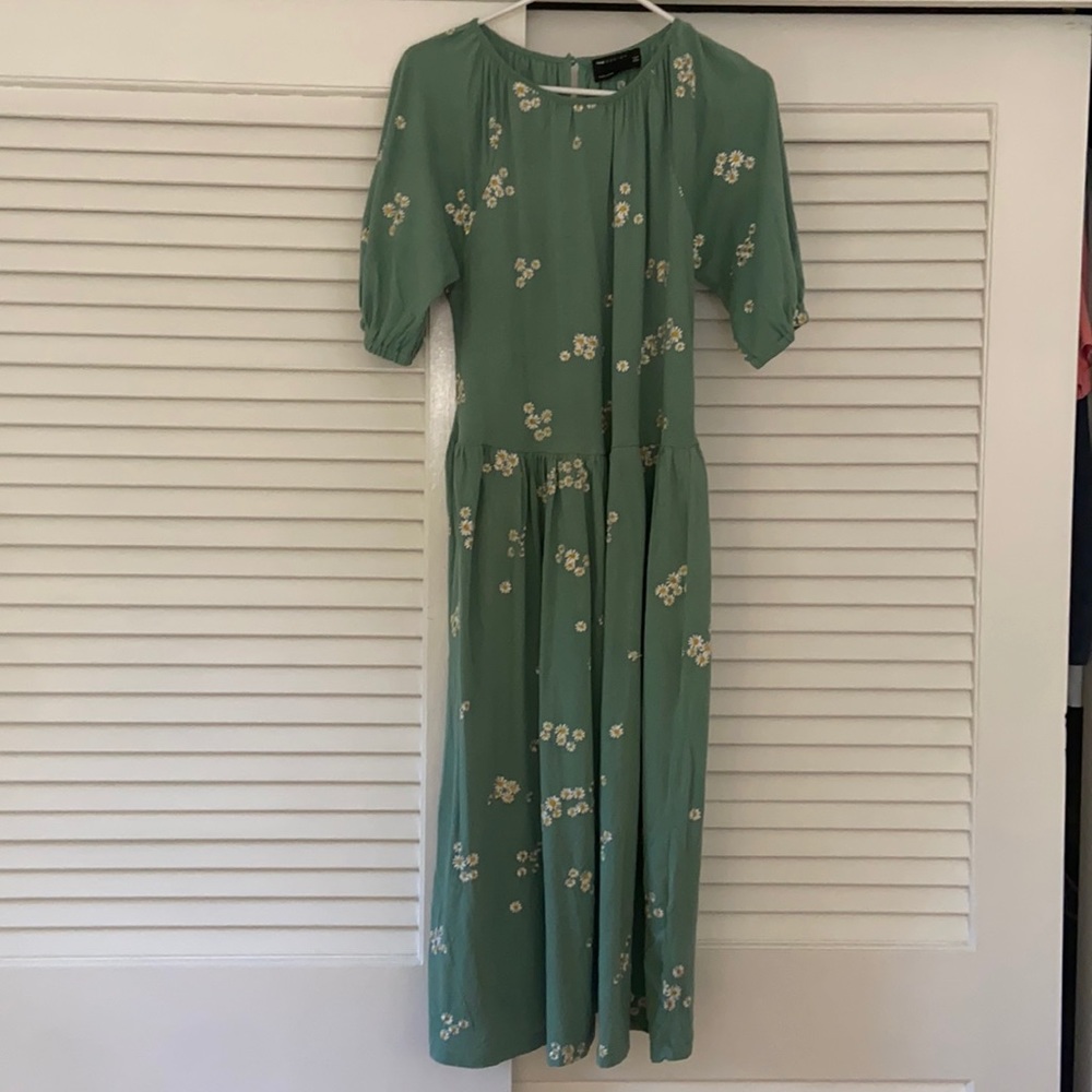 ASOS green cotton dress with daisy embroidery